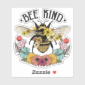 Cute Honeybee Flowers Bee Sind Sticker (Vel)
