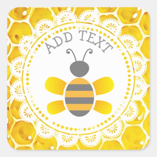 Cute Honeybee Honeycomb Black and Yellow Stickers (Voorkant)