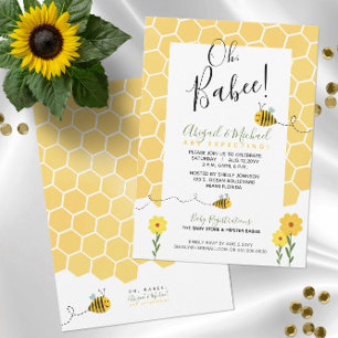 Cute Honeycomb Waterverf Bumble Bee Baby shower Kaart