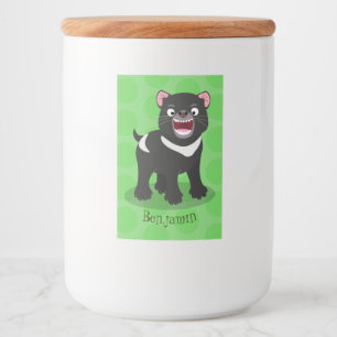 Cute hongerige Tasmaanse duivel cartoon illustrati Voedselcontainer Etiket