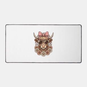 Cute Hoogland Koe Bril Roze Strik Vintage Kunst_ Bureaumat