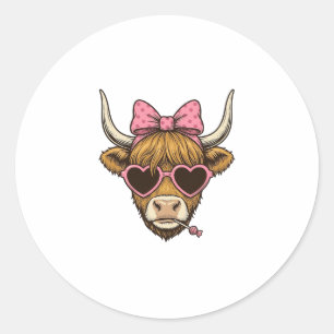 Cute Hoogland Koe Hart Bril Vintage T-shirt Desi Ronde Sticker