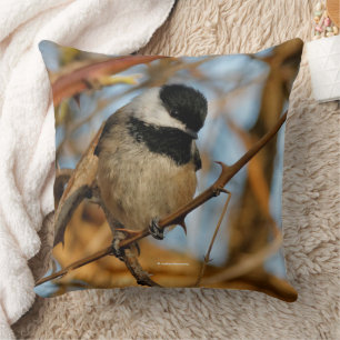 Cute Hopeful Black Capped Chickadee Songbird Kussen