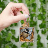 Cute Hopeful Black Capped Chickadee Songbird Sleutelhanger (Hand)