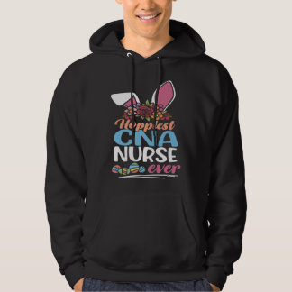 Cute Hoppiest CNA Nurse Ever Bunny Ear Red Plaid E Hoodie