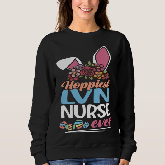Cute Hoppiest LVN Nurse Ever Bunny Ear Red Plaid E Trui (Voorkant)