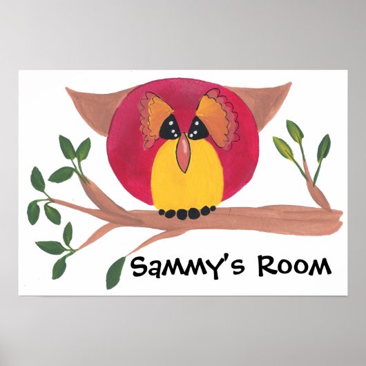 Cute Horned Owl Painting Poster (Voorkant)