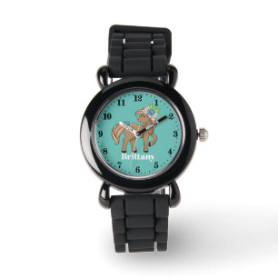 Cute horse add name meisjes Watch Horloge