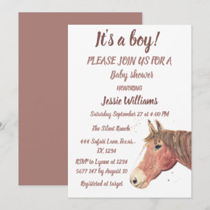 Cute Horse Boho Ranch Baby Boy Western Pony Invita Kaart