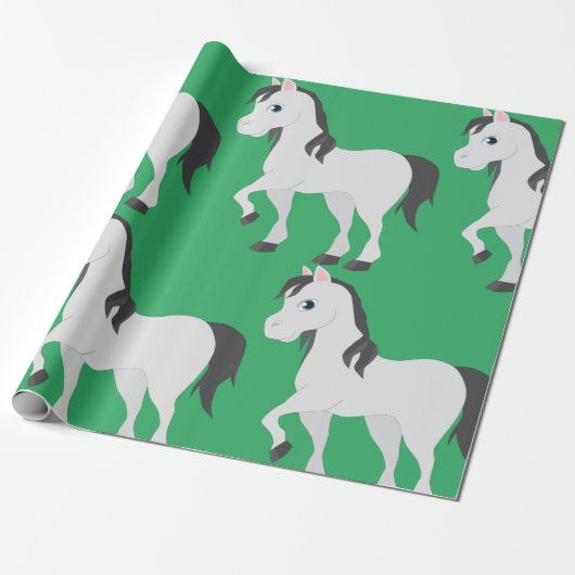 Cute Horse Cadeaupapier (Uitgerold)