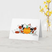 Cute Horse Herd with Carved Pumpkin Kaart (Gele Bloem)