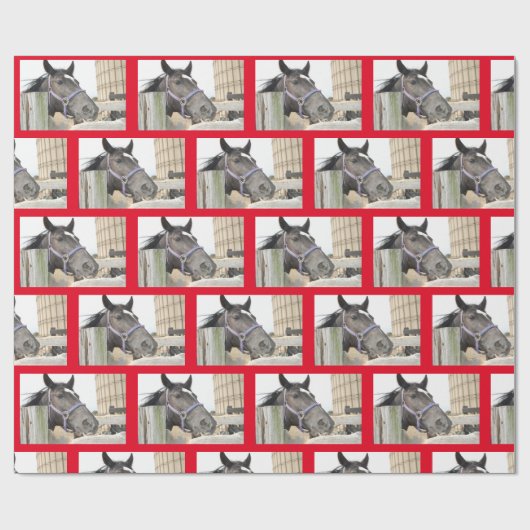 Cute Horse Kauwend op een Fence Post Cadeaupapier (Vlak)