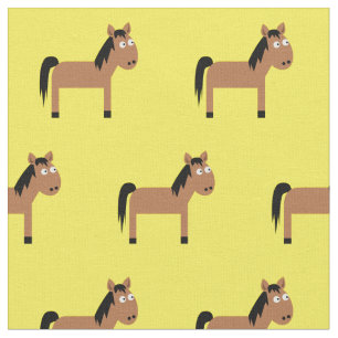 Cute Horse Kind Baby Nursery Yellow Stof