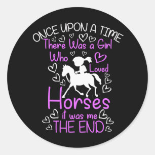 Cute Horse lover Girl Riding Cowgirl Ronde Sticker