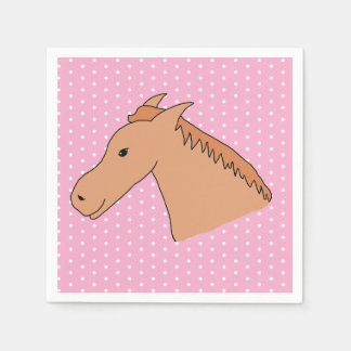 Cute Horse on Polkadot Background Paper Napkin Servet