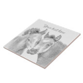 Cute Horses Ceramic Tegel personaliseren Tegeltje (Zijkant)