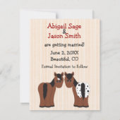 Cute Horses We're Getting Hitched Wedding Save The Date (Achterkant)