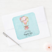 Cute Hot Air Ballon Waterverf Hartelijk dank Vierkante Sticker (Envelop)