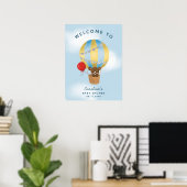 Cute Hot Air Balloon Boy Baby shower Affiche de bi (Bureau à domicile)