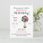 Cute Hot Air Bird Nest Birthday Kaart (Staand voorkant)