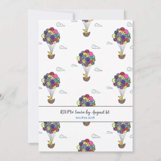 Cute Hot Air Bird Nest Birthday Kaart (Achterkant)