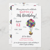 Cute Hot Air Bird Nest Birthday Kaart (Voorkant / Achterkant)