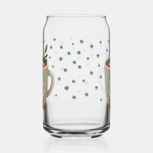 Cute Hot Cocoa Cup Snowflakes Kids Name Blikvorm Glas (Rechts)