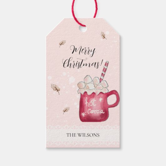 Cute Hot Cocoa Holiday Illustration Cadeaulabel (Voorkant)
