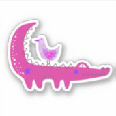 Cute Hot Pink Alligator en Seagull-laptop Sticker (Voorkant)