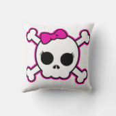 Cute Hot Pink Bow Skull Kussen (Achterkant)
