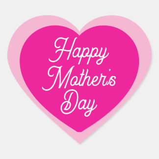  Cute Hot Pink Happy Mother's Day Hart Sticker