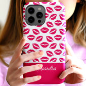 Cute Hot Pink Lipstick Kus Script Naam Case-Mate iPhone Case