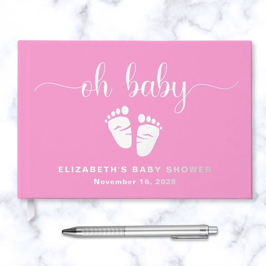 Cute Hot Rose Argent Foil Bébé Fille Douche