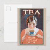 Cute Hot Tea Poster Briefkaart (Voorkant / Achterkant)