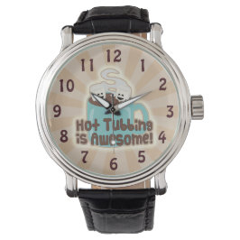 Cute Hot Tub Cocoa en Marshmallows Horloge