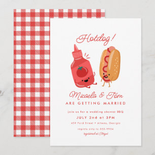 Cute Hotdog Picnic Red BBQ Couples Vrijgezellenfee Kaart