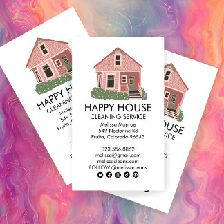 Cute House Cleaning Home Services Social Icons Visitekaartje