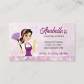 Cute House Cleaning Service Maid QR Code Visitekaartje (Voorkant)