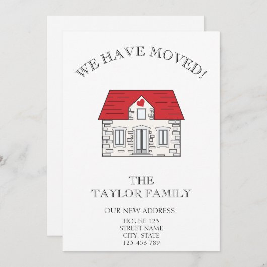 Cute House New Home Moving Faire-part (Devant / Derrière)