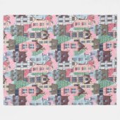 Cute Houses Fleece Blanket (Voorkant (Horizontaal))