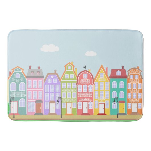 Cute Houses Pastel Bath Mat (Voorkant)