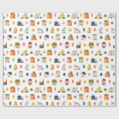 Cute Houses Pattern Cadeaupapier (Vlak)