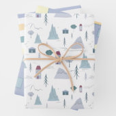Cute Houses Trees Mountains Modern Pattern Inpakpapier Vel (In situ)