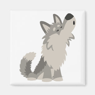 Cute Howling Cartoon Wolf Magnet Magneet