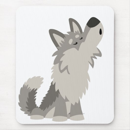 Cute Howling Cartoon Wolf Mousepad Muismat (Voorkant)