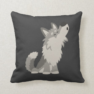 Cute Howling Cartoon Wolf Pillow Kussen