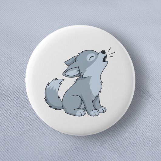 Cute Howling Wolf Pup Ronde Button 5,7 Cm