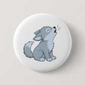 Cute Howling Wolf Pup Ronde Button 5,7 Cm (Voorkant)