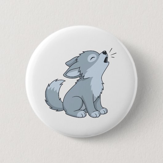 Cute Howling Wolf Pup Ronde Button 5,7 Cm (Voorkant)