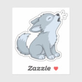 Cute Howling Wolf Pup Sticker (Vel)